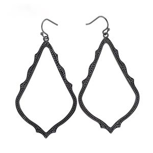 Gun Steel Gray Cutout Filigree Earrings Women Hook